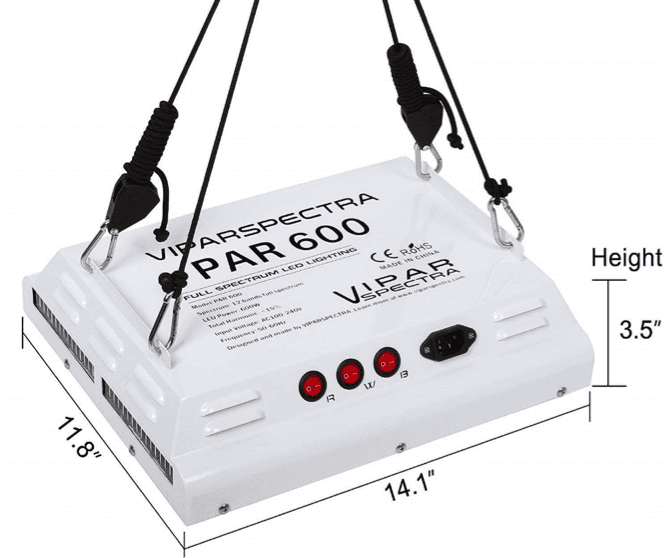 Viparspectra PAR600 Dimensions